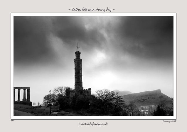 Calton hill on a stormy day